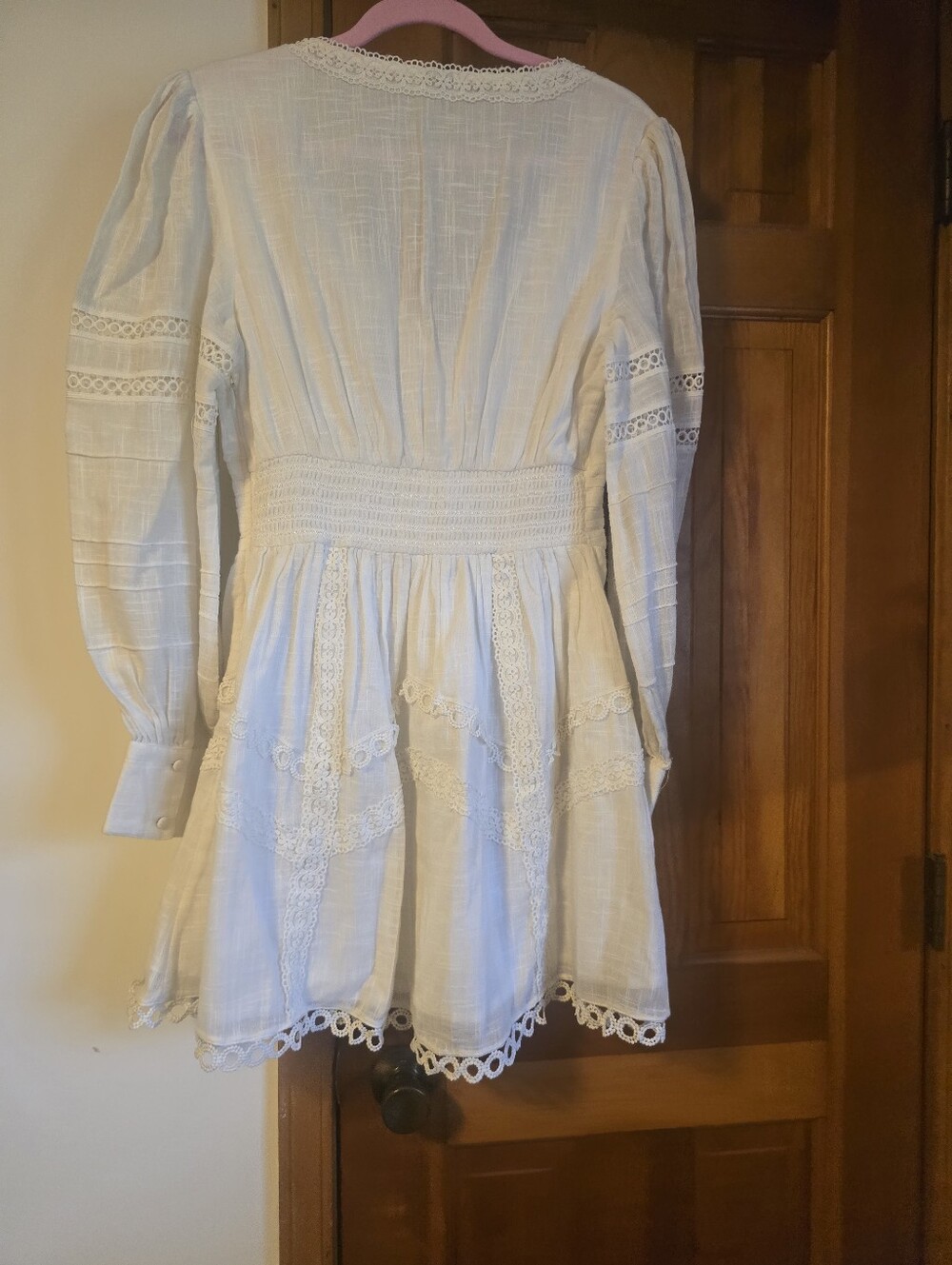 White Lace-Trim Button Front Hemant & Nandita Dress - Picture 7 of 9